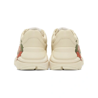 Shop Gucci Off-white Strawberry Rhyton Sneakers In 9522 Ivory