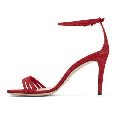 Shop Gucci Red Suede Isle Heeled Sandals In 6433 Red