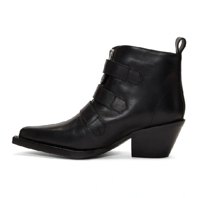 Shop R13 Black Three-buckle Ankle Boots In Black Leath
