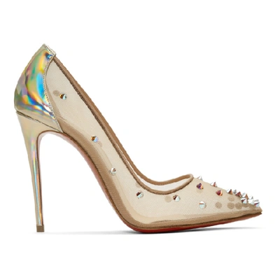 Shop Christian Louboutin Beige Mesh Degrastrass 100 Heels In Q021 Nude