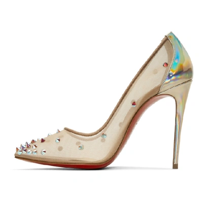 Shop Christian Louboutin Beige Mesh Degrastrass 100 Heels In Q021 Nude