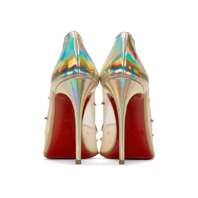 Shop Christian Louboutin Beige Mesh Degrastrass 100 Heels In Q021 Nude