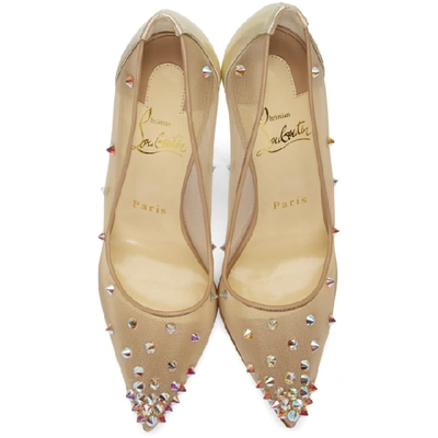 Shop Christian Louboutin Beige Mesh Degrastrass 100 Heels In Q021 Nude