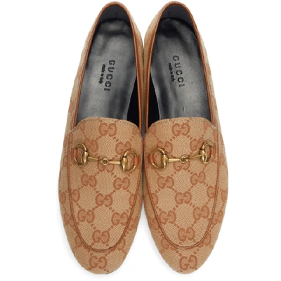 Shop Gucci Beige Gg Jordaan Loafers