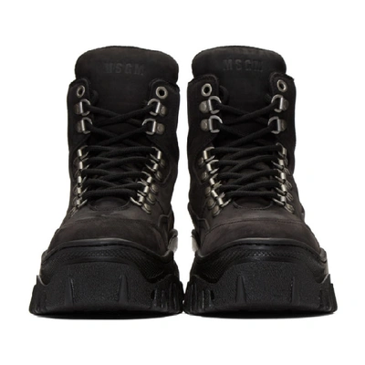 Shop Msgm Black Tractor Sneakers In 99 Black