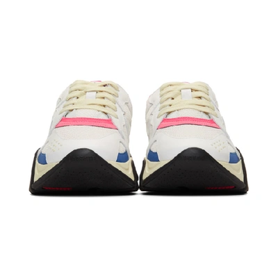 Shop Versace White & Pink Squalo Sneakers