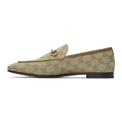 Shop Gucci Beige Canvas Gg Jordaan Loafers In 9661 Sand