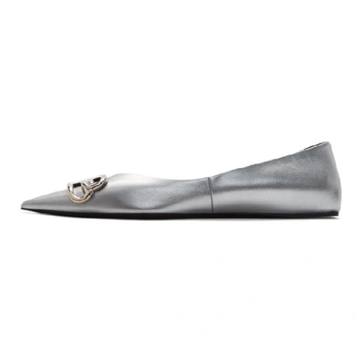 Shop Balenciaga Silver Bb Ballerina Flats In 8100 Silver