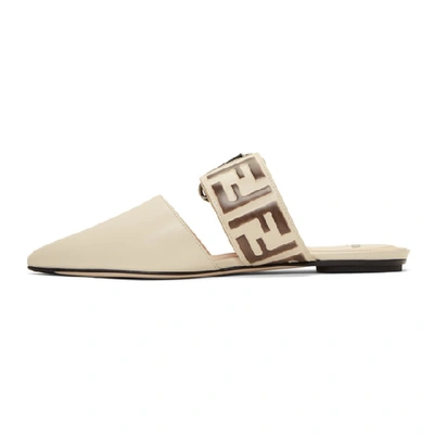 Shop Fendi Off-white And Brown Forever  Sabot Slippers In F17v5 Cream