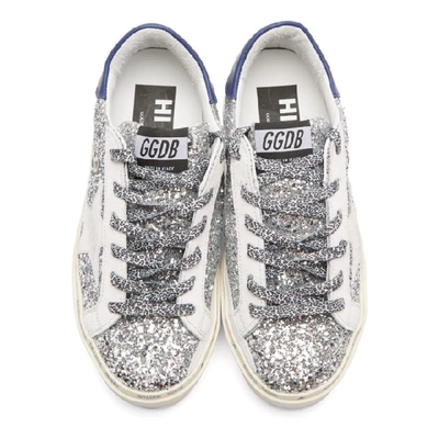 Shop Golden Goose Silver Glitter Hi Star Sneakers