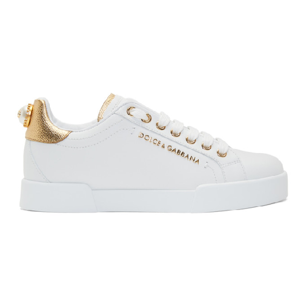 dolce and gabbana gold sneakers