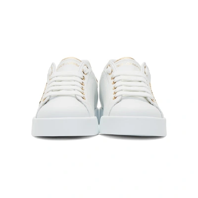 Shop Dolce & Gabbana Dolce And Gabbana White And Gold Pearl Sneakers