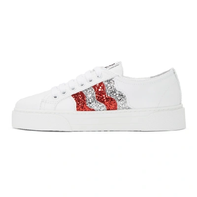 Shop Miu Miu White Glitter Sneakers