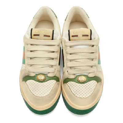 Shop Gucci White Screener Sneakers In 9582 Du