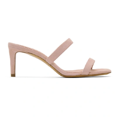Shop Mansur Gavriel Pink Suede Fino Sandals In Blush