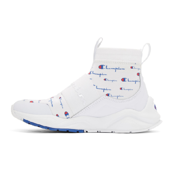 champion reverse weave white rally script sneakers