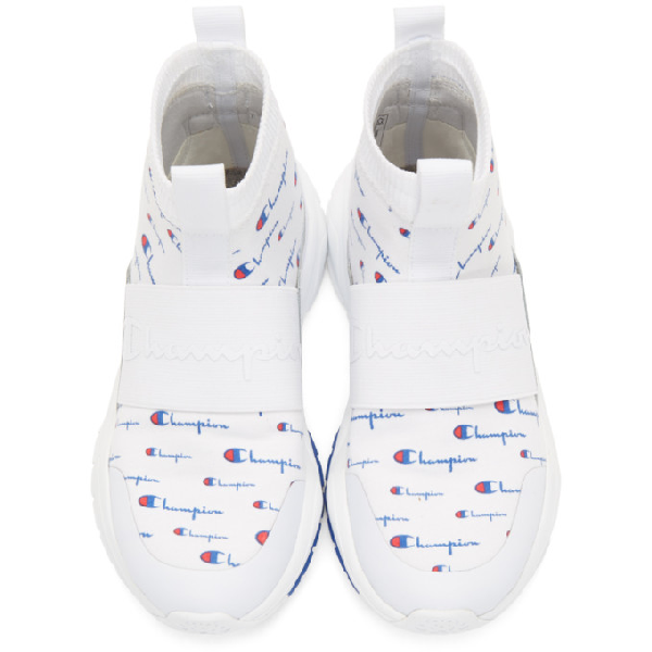 champion reverse weave white rally script sneakers