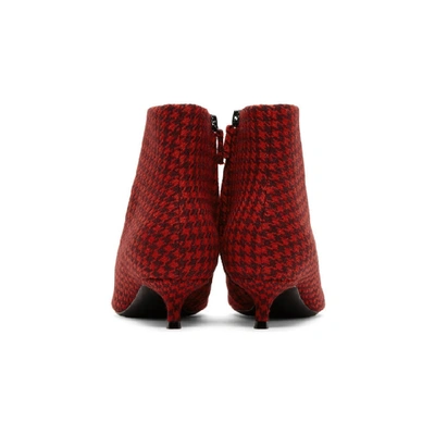 Shop Balenciaga Red Houndstooth Bb Booties In 6478 Red Go