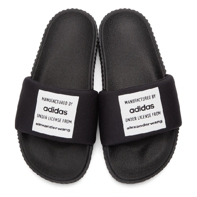Shop Adidas Originals By Alexander Wang Black Lycra Adilette Sandals In Core Black