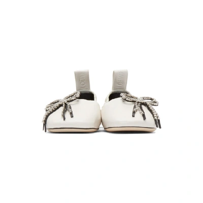 Shop Loewe White Strassed Bow Ballerina Flats In 1950 Sftwhi