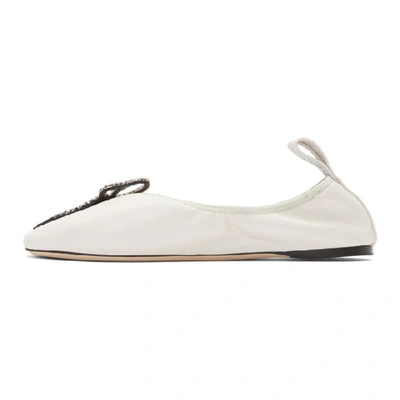 Shop Loewe White Strassed Bow Ballerina Flats In 1950 Sftwhi