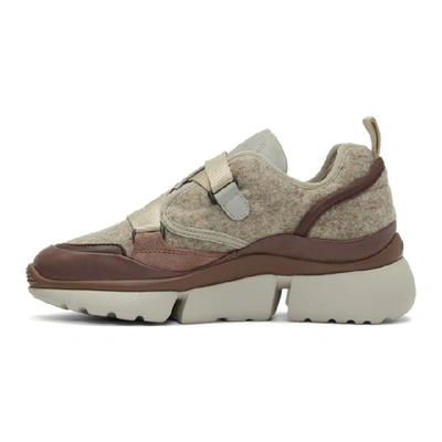 Shop Chloé Chloe Grey And Brown Sonnie Sneakers In 026 Grey