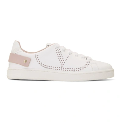 Shop Valentino White  Garavani Vlogo Backnet Trainers