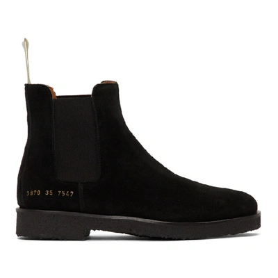 Shop Common Projects Black Suede Chelsea Boots In 7547 Black