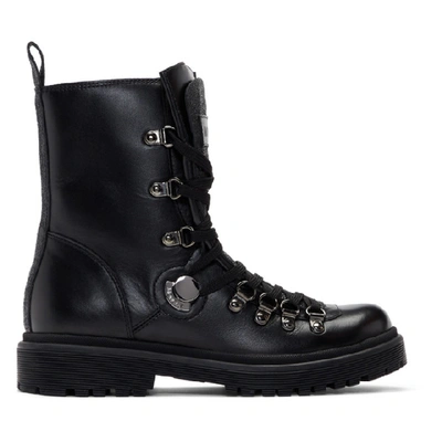Shop Moncler Black Berenice Combat Boots In 999 Black