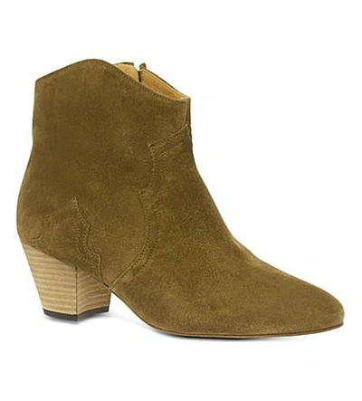 Shop Isabel Marant Dicker Suede Ankle Boots In Beige