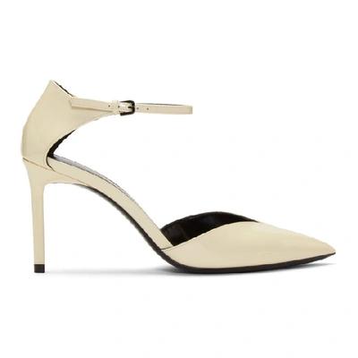 Shop Saint Laurent Off-white Patent Anja D'orsay Pumps In 2035 Coquil