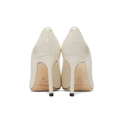 Shop Jimmy Choo White Patent Romy 85 Heels In Latte