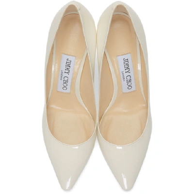 Shop Jimmy Choo White Patent Romy 85 Heels In Latte