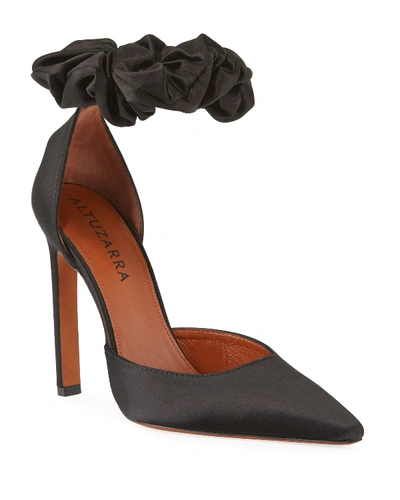 Shop Altuzarra George Satin Scrunch Pumps In Black