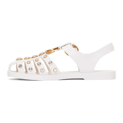 Shop Gucci Off-white Studded Jelly Gg Cage Sandals In 9022 White