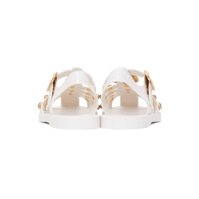 Shop Gucci Off-white Studded Jelly Gg Cage Sandals In 9022 White