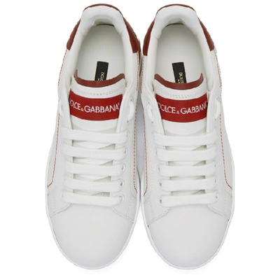 Shop Dolce & Gabbana White & Red Portofino Sneakers