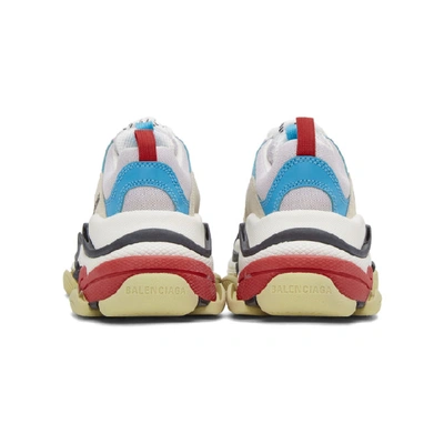 Shop Balenciaga White And Blue Triple S Sneakers In 4196 White/