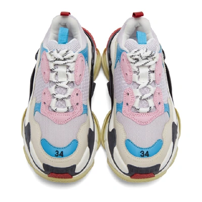 Shop Balenciaga White And Blue Triple S Sneakers In 4196 White/