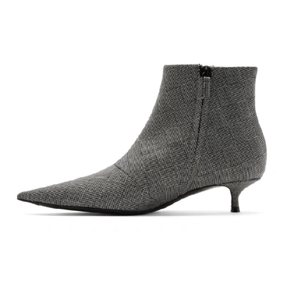 Shop Balenciaga Black And White Check Knife Booties In 1214 Grey