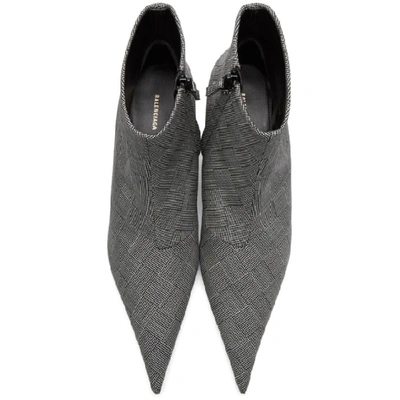 Shop Balenciaga Black And White Check Knife Booties In 1214 Grey