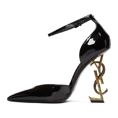 Shop Saint Laurent Black Patent Opyum D'orsay Pumps