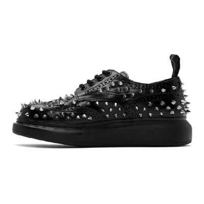 Shop Alexander Mcqueen Black Hybrid Stud Brogues In 1081 Bk/sil