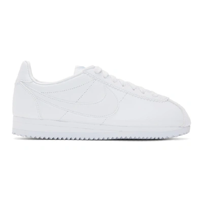 Shop Nike White Classic Cortez Sneakers In 102 White