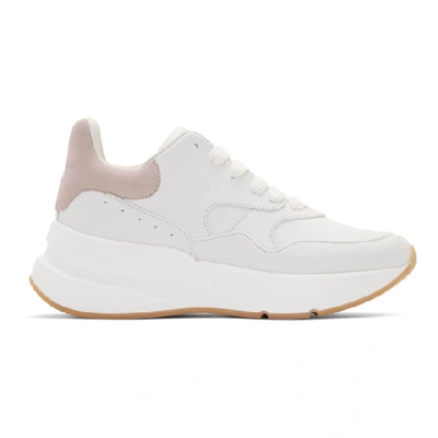 Shop Alexander Mcqueen White And Pink Oversized Runner Sneakers