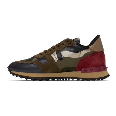 Shop Valentino Green And Red  Garavani Camo Rockrunner Sneakers In P52 Green A
