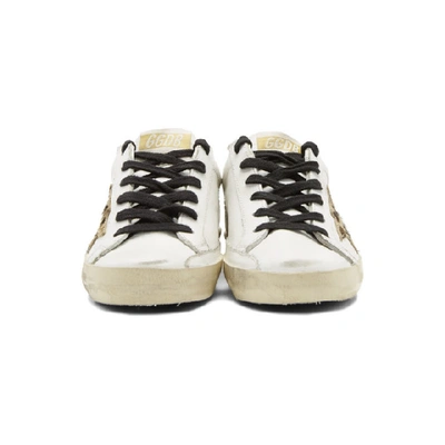 Shop Golden Goose White Gold Tab Super Star Sneakers