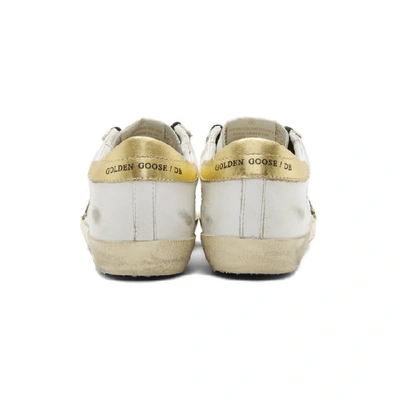Shop Golden Goose White Gold Tab Super Star Sneakers
