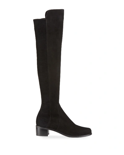 Shop Stuart Weitzman Reserve Stretch-suede Knee Boots In Black