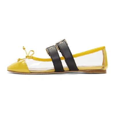 Shop Miu Miu Transparent & Yellow Double Bands Ballerina Flats